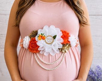 Oranje zwangerschapssjerp babyshower, genderneutraal schatje mamasjerp
