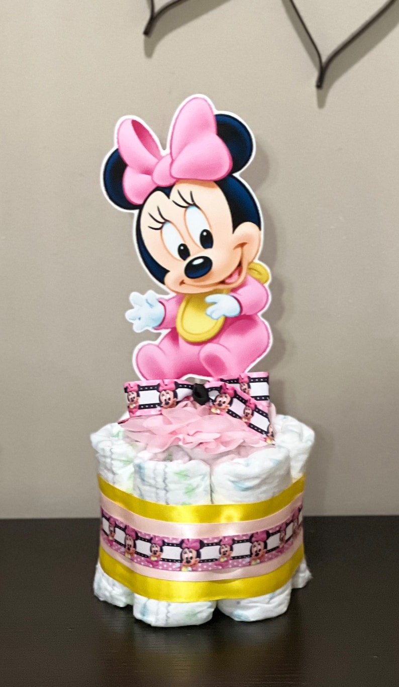 Minnie Mouse Baby Shower Diaper Cakes, Set of 3 Mini Diaper Cake Baby ...