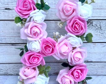 Personalized Floral Free Standing Wood Letter, 8” Initial Nursery Decor