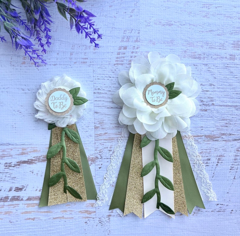 Greenery Baby Shower Sash Belt greenery Maternity Sash cream Etsy