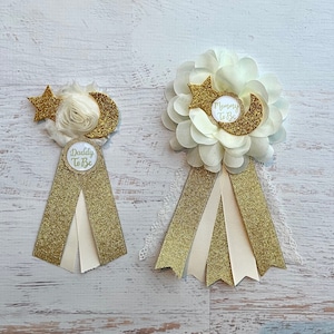 Little Star Baby Shower Corsage pin ,Cream Gold Twinkle Star Theme Baby Shower Pin ,Mommy to Be Corsage Pin, Gender Neutral Baby Shower