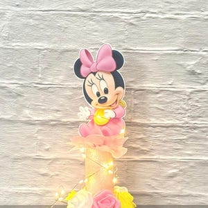 Minnie Mouse Centerpiece With Fairy Light Minnie Mouse Baby Shower Decoration Birthday Table Centerpiece