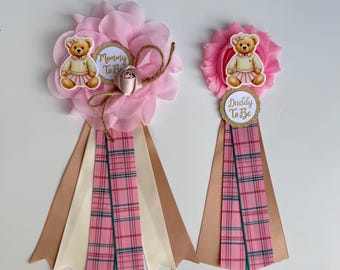 Polo Teddy Bär Baby Shower Anstecknadeln, Mama und Papa Pins