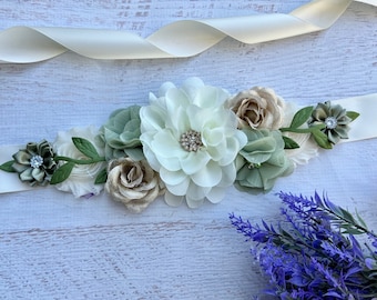 Greenery Baby Shower Sash ,Greenery Maternity Sash ,Cream Olive Gold Pregnancy Sash ,Greenery Sash, Mommy Sash ,Safari Baby Shower Sash