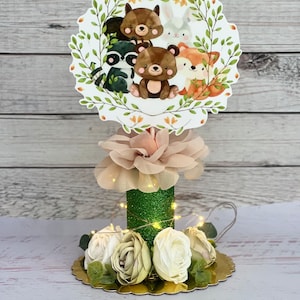 Woodland Baby Shower Centerpiece with Fairy light Forest Baby Shower Decoration Baby Shower Boy Table Centerpieces