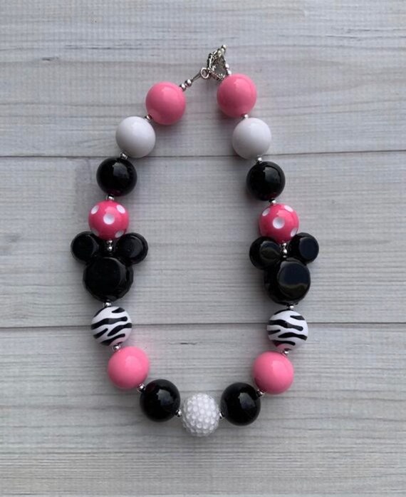 Bubblegums Necklace Set Minnie Mouse Safari Boutique Hair Bow And Chunky 