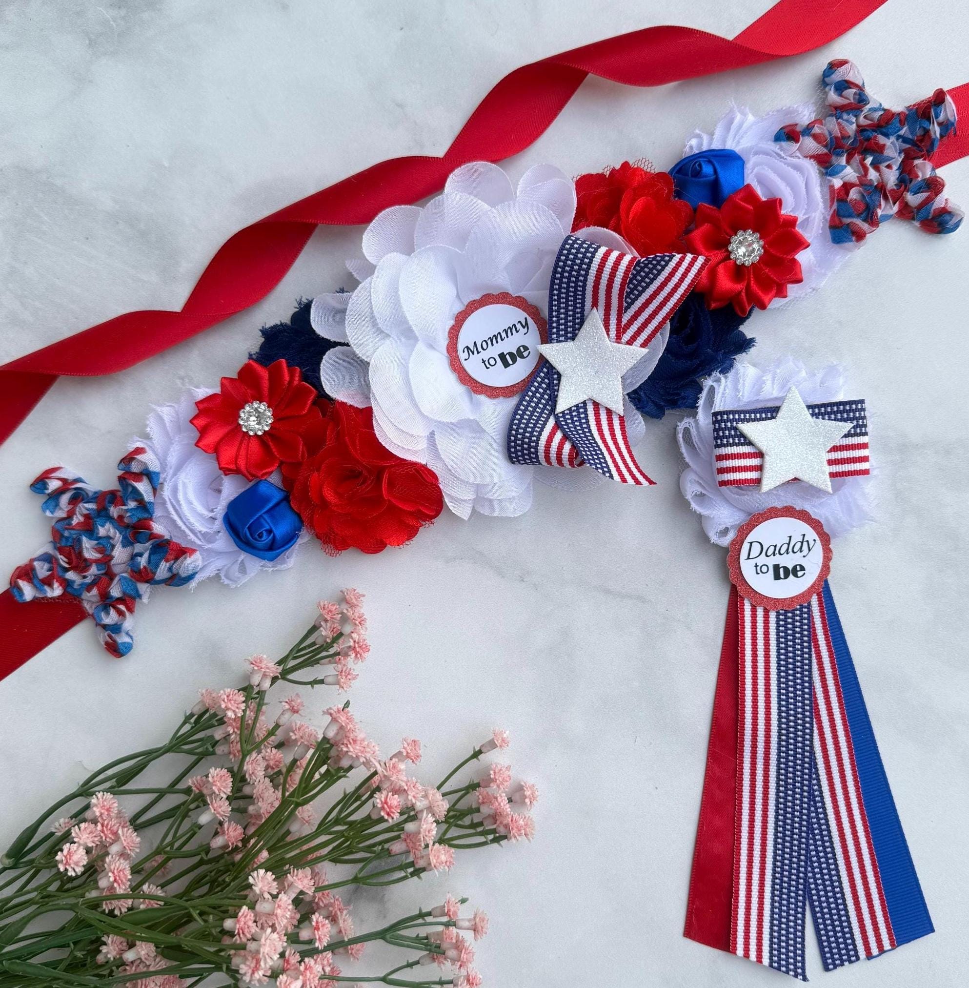 All American Maternity Sash ,4 Th of July Baby Shower Sash 