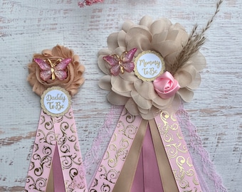 Boho Butterfly Baby Shower Corsage Boho Butterfly Baby Shower Pin Mommy to be Pin Mommy to be Ribbon Mommy to be Corsage Boho Butterfly Pin