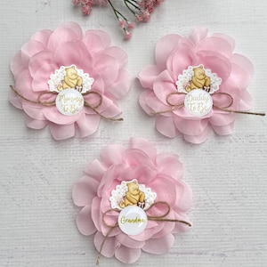 Classic Winnie The Pooh Baby Shower Pins  Baby Shower Corsages Family Pins Pink Classic Pooh Baby Shower Girl Mom and Dad pins