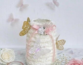Fjärilsburk, garndekoration för födelsedags-/babyshowerbord