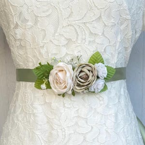 Green Flower Girl Sash Belt – Floral Belt for Toddlers & Girls – Bridal Sash – Wedding Dress Sash – Flower Girl Accessory- Flower Sash