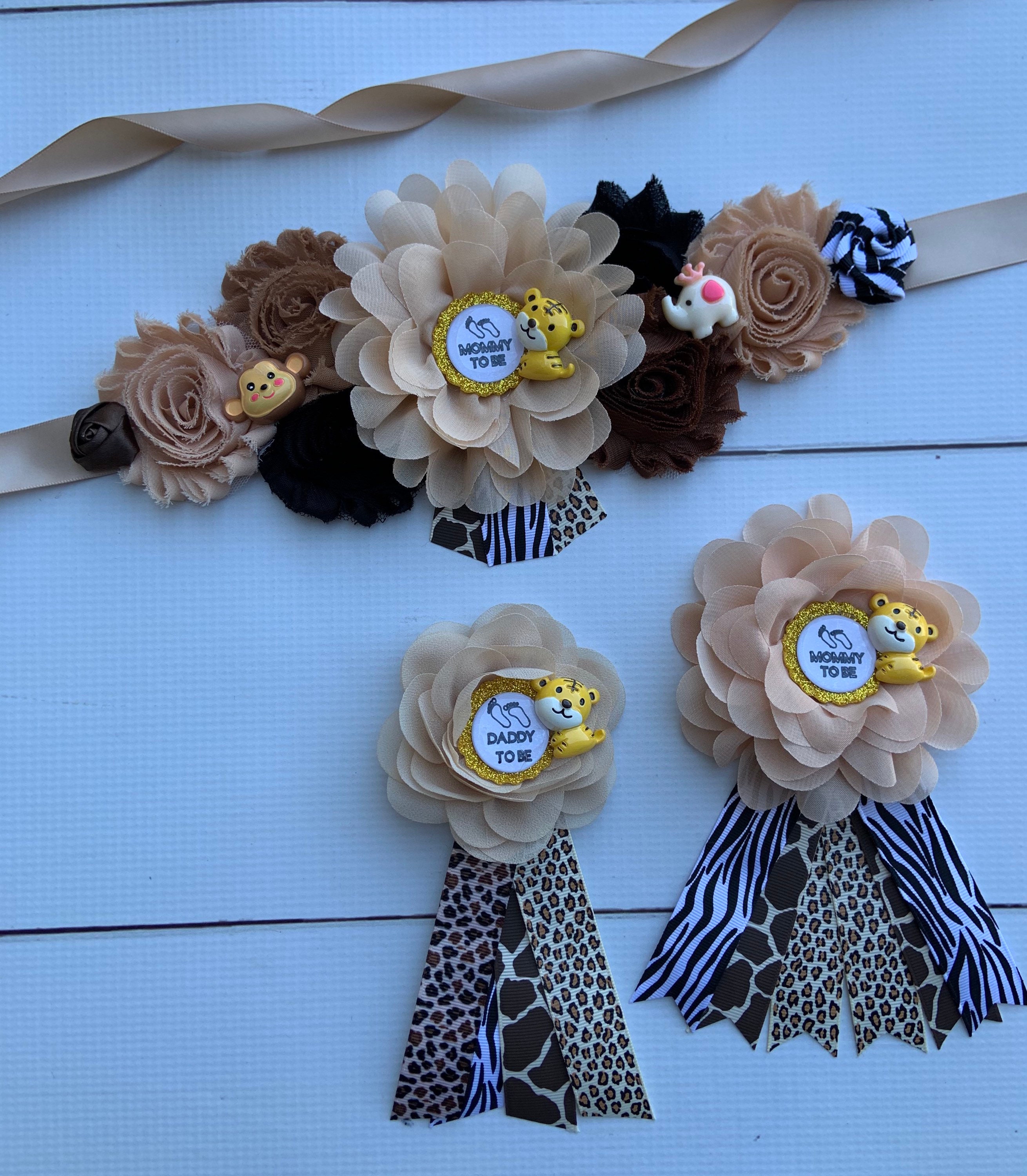 Safari maternidad Sash Belt Safari Baby Shower Animal Print Etsy