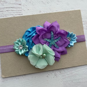 Mermaid headband Mermaid baby headband Little Mermaid Headbands  Under the Sea headband Mermaid birthday party Lavender Aqua Blue Headband