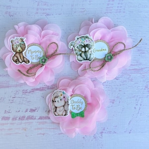 Woodland Baby Shower Pins Girl Woodland Baby Shower Corsage Mom  Dad Pins Woodland Family Pins Woodland Baby Shower Girl Forest Animals