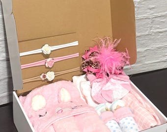 New Baby Gift Box Baby Shower Gift Basket for Girl ,Newborn Gift ,Welcome Baby Gift ,Deluxe Baby Girl Gift Box Newborn Essentials Set