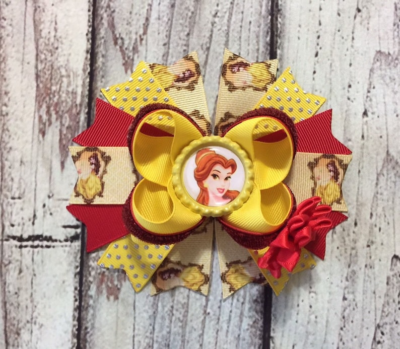 Princess Belle //Beauty And The Beast Boutique Stacked Hair Bows