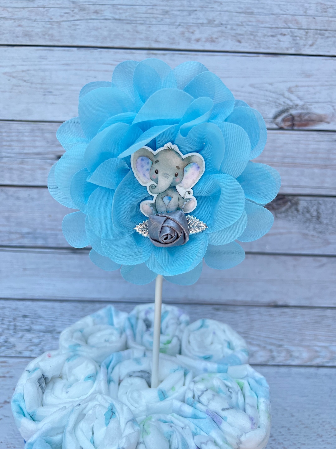 Blue Elephant Cake Topper elephant Centerpiece Elephant Baby Etsy