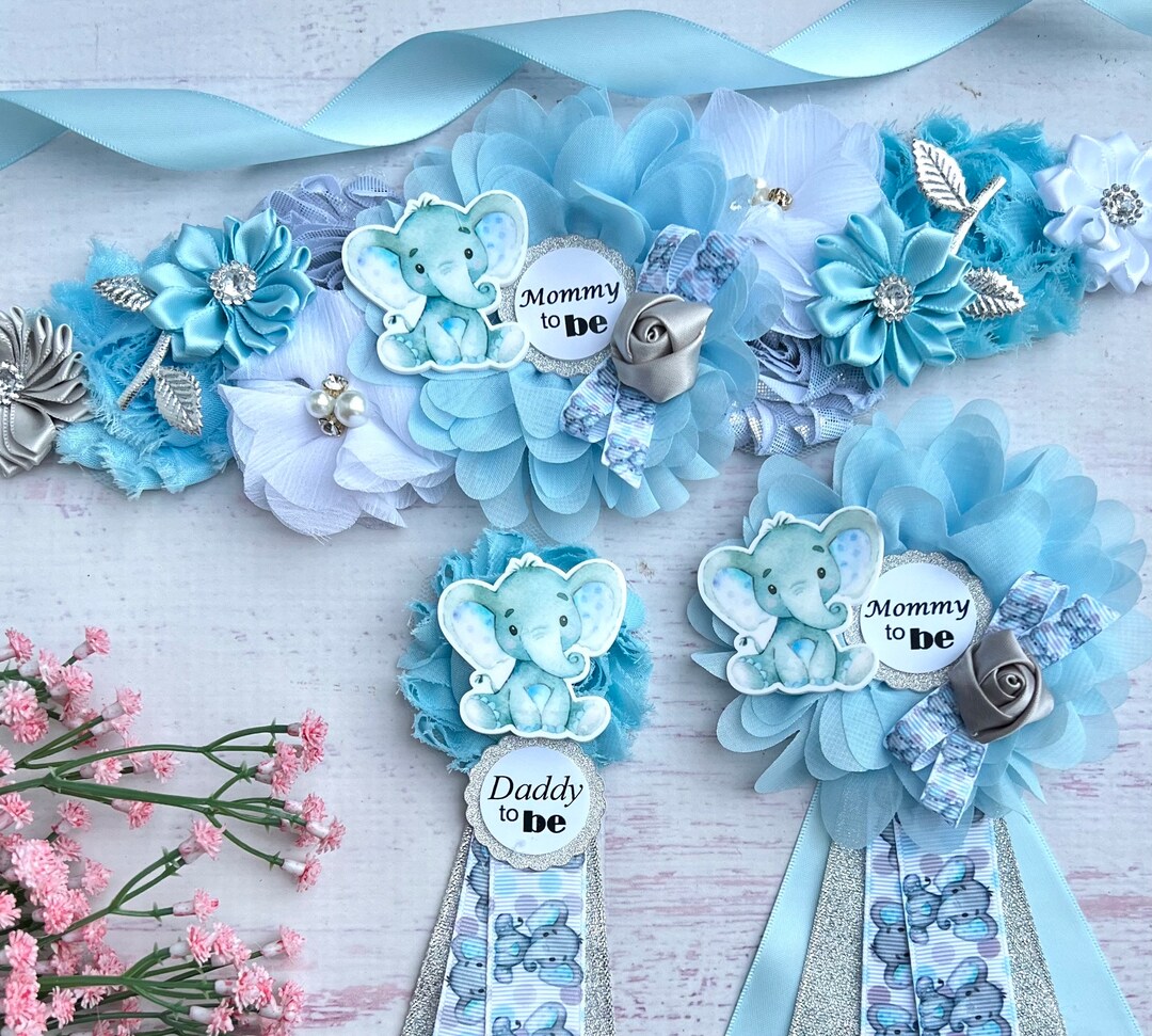 Elephant Baby Shower Sash Boy Elephant Maternity Sash Maternity