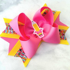 Pencil Hair Bow | School Hair Bow for Girls | Back to School Hair Accessory | Back to School Bow Yellow Pencil Bow | First Day of School Bow