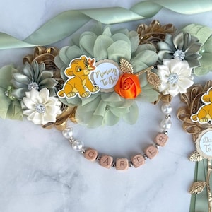Lion King Baby Shower Sash ,Baby Lion King Maternity sash ,Baby Shower Corsages , Safari baby Shower ,Pregnancy Sash, Baby Shower Pins