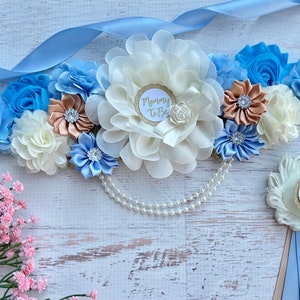 Blue Boho Baby Shower Sash , Boho Baby Shower Boy, Boho Maternity Sash, Baby Bump Sash , Mommy to be , Boho Maternity Belt