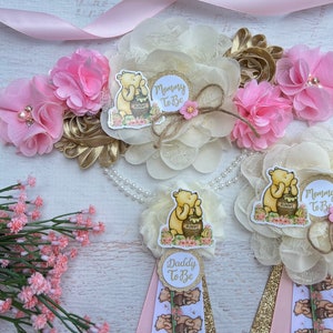 Classic Winnie The Pooh Baby Shower Sash Classic Winnie The Pooh Maternity Sash Classic Pooh Baby Shower Girl Pregnancy Sash baby Bump Sash