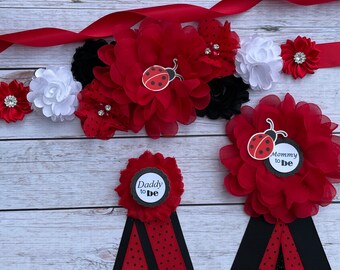 Red Black Maternity Sash, Red Black White Maternity Sash  display picture 1