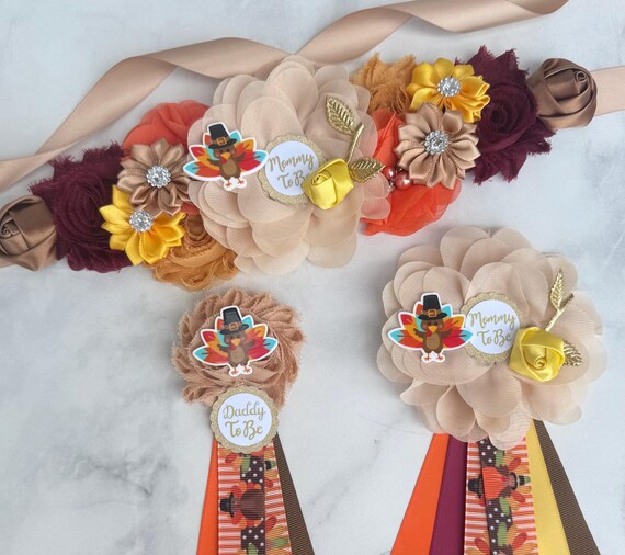 Turkey Baby Shower Sash: Fall Thanksgiving Mommy-to-Be