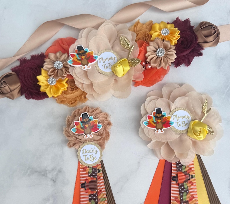 Turkey Baby Shower Sash: Fall Thanksgiving Mommy-to-Be image 1