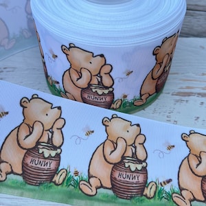 3&quot; 1 1/2” 7/8” Classic Pooh Grosgrain Ribbon  ,3 yards Classic Winnie The Pooh and Bees Ribbon