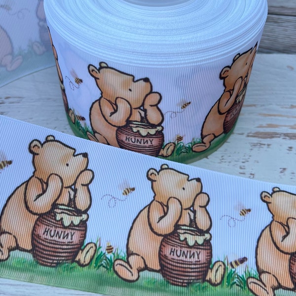 3" 1 1/2” 7/8” Classic Pooh Grosgrain Ribbon  ,3 yards Classic Winnie The Pooh and Bees Ribbon