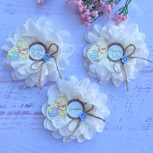 Classic Winnie The Pooh Baby Shower Corsage Family Pin Classic Pooh Baby Shower Pin Pooh Baby Shower Boy Pooh Mom and Dad Pins Mommy to be