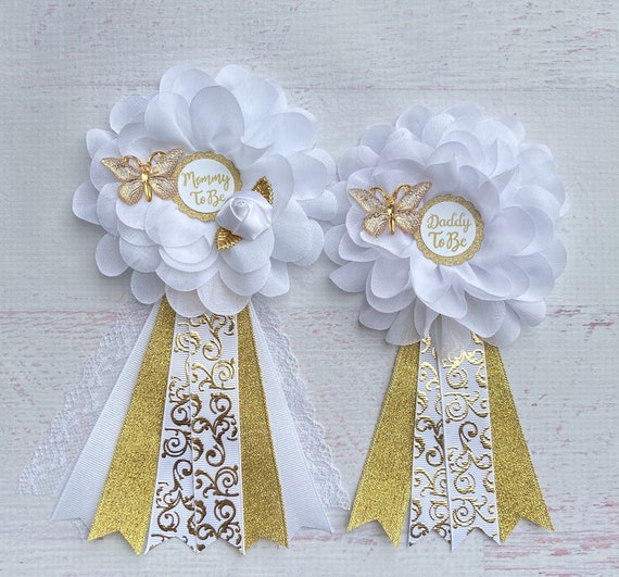 Butterfly Baby Shower Corsage,white Gold Butterfly Baby Shower Pin