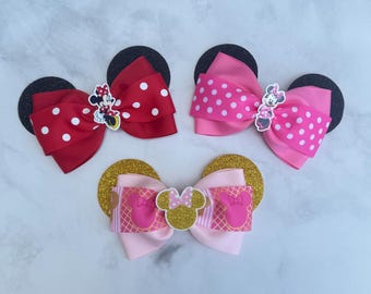 Lazo para el cabello con orejas de Minnie Mouse, pinza para el cabello de Minnie