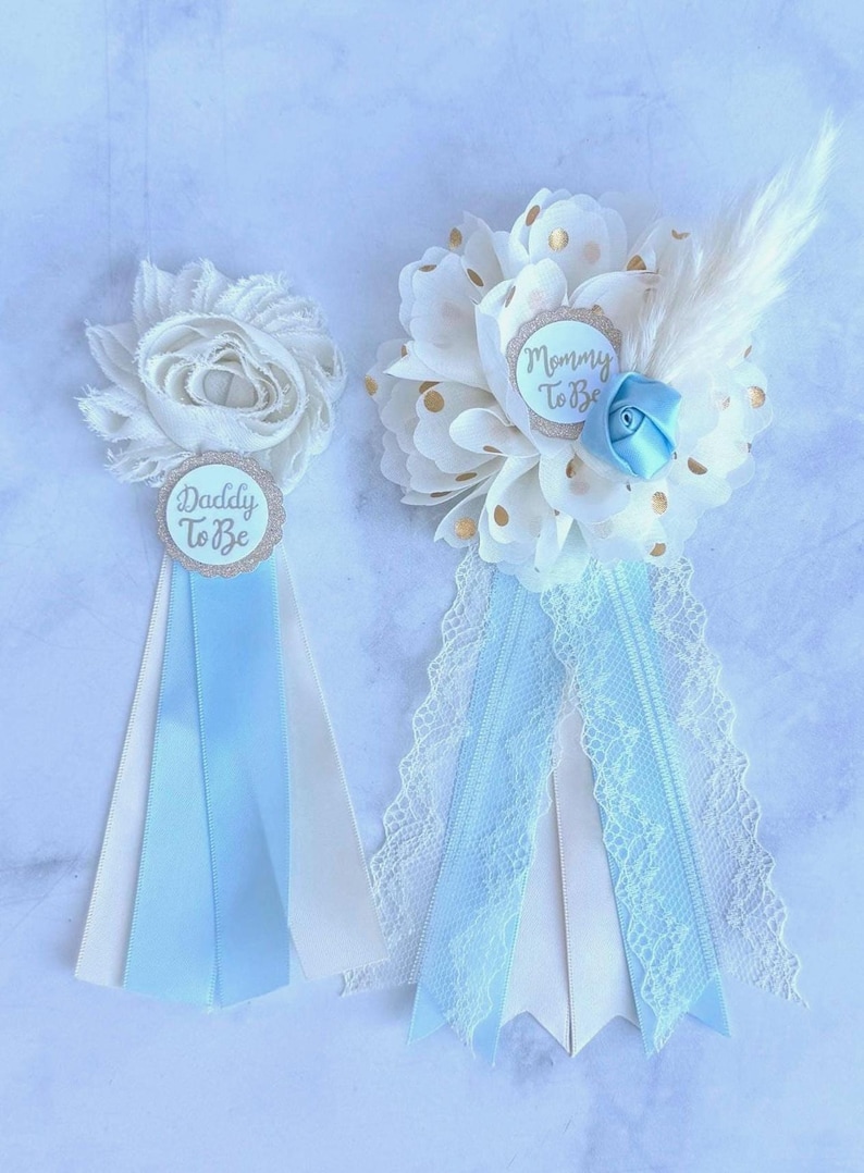 Boho Baby Shower Graviditetsband, Mamma Pappa och Familjenålar: Välj färg bild 11