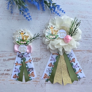 Safari Baby Shower Corsage ,Safari Baby Shower Pin, Mommy to be Pin ,Mommy Ribbon ,Jungle Baby Shower Pin ,Mommy Corsage , Safari Pin
