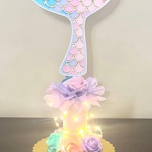 Mermaid Baby Shower Centerpiece with LED light Mermaid tail Centerpieces Table Decoration Under the Sea Shower Decorations Party Decoration