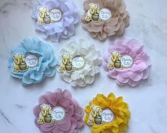 Classic Winnie The Pooh Baby Shower Corsage Family Pins ; Choose color Pooh pins
