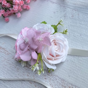 Blush Pink Cream Wrist corsage Flower Corsage Wedding Corsage Mommy to be Wrist Corsage Bride Corsage Prom Corsage Mother of Bride Corsage
