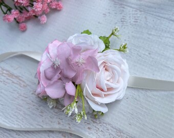 Blush Pink Cream Wrist corsage Flower Corsage Wedding Corsage Mommy to be Wrist Corsage Bride Corsage Prom Corsage Mother of Bride Corsage