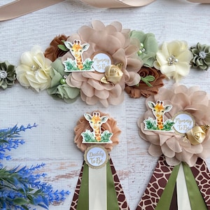 Giraffe Baby Shower Sash ,Giraffe Maternity sash ,Giraffe Sash ,Mommy To Be Sash, Pregnancy Sash ,Giraffe Maternity Belt, Safari Baby Shower