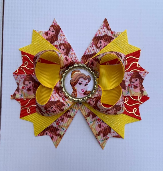 Princess Belle //Beauty And The Beast Boutique Stacked Hair Bows