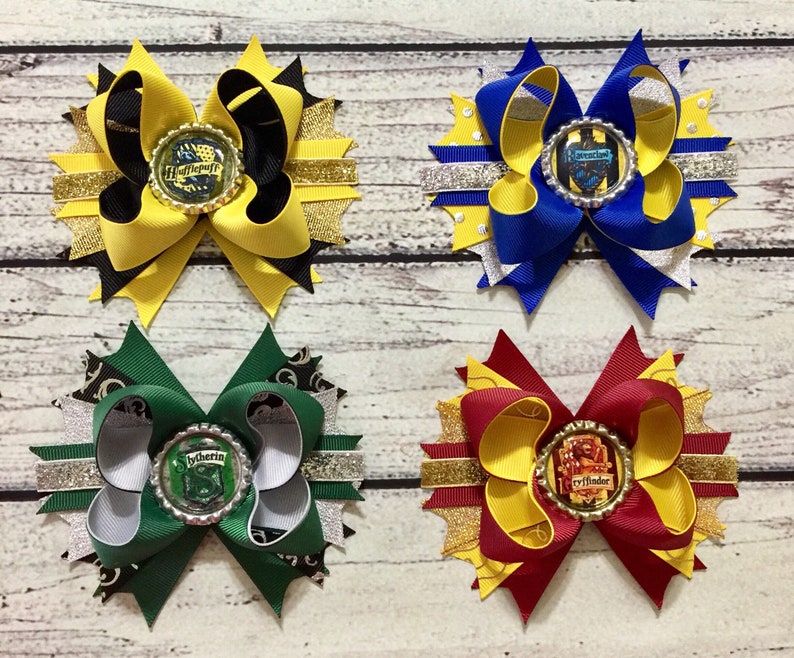 Homemade Hufflepuff Clip on hair bows