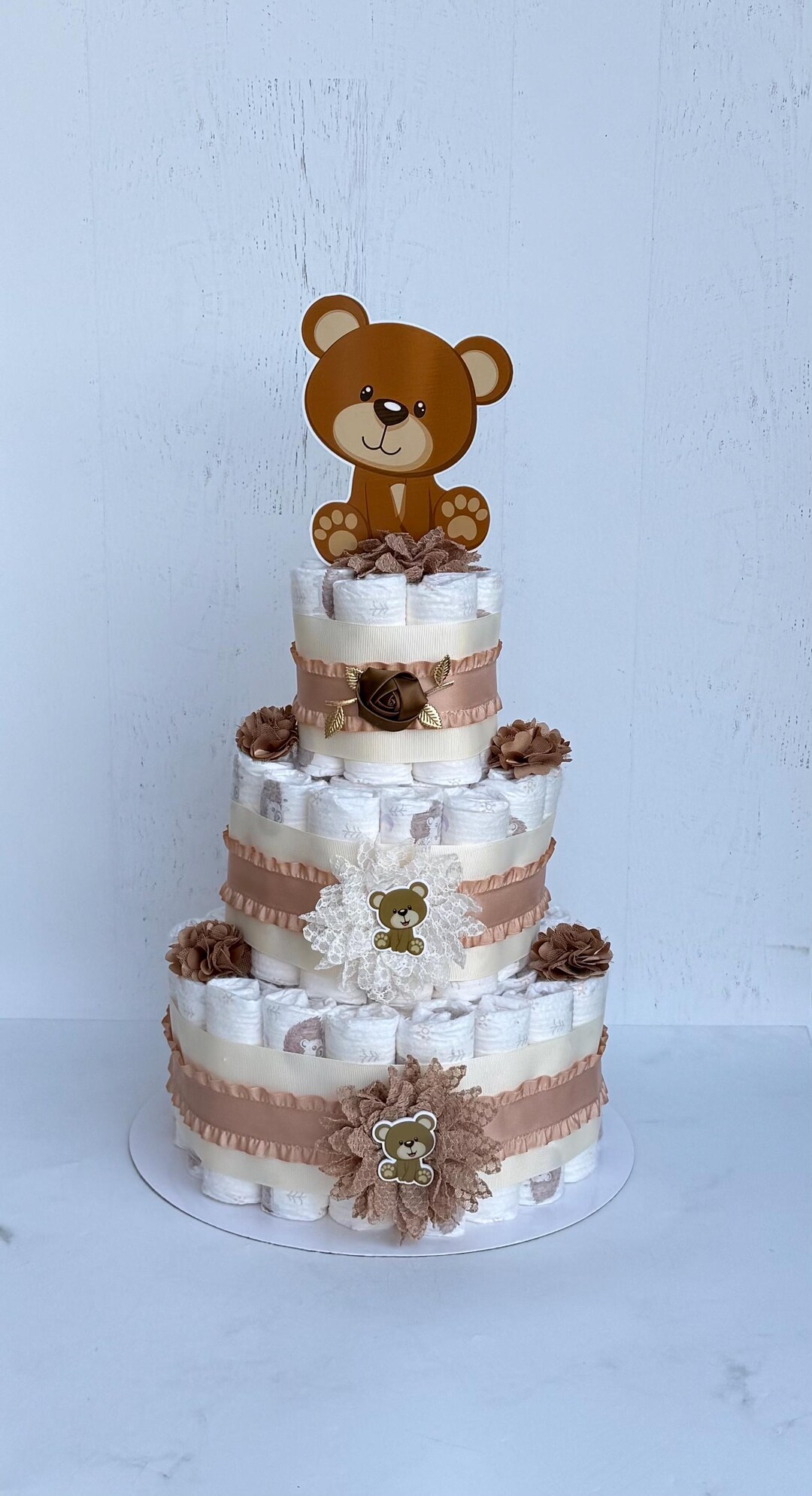 Teddy Bear Diaper Cake Gender Neutral Baby Shower Centerpiece - Etsy
