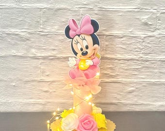 Minnie Mouse Centerpiece With Fairy Lights Baby Shower / Birthday Decoration