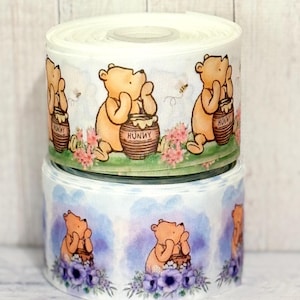 7/8” or 1 1/2” or 3” Classic Winnie The Pooh Grosgrain Ribbon , Classic Pooh Ribbon 3 yards Baby Shower Ribbon Diaper Cake Ribbon