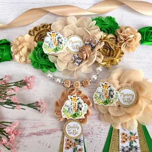 Safari Baby Shower Sash ,Safari Maternity Sash ,Pregnancy Sash ,Jungle Safari Baby Shower ,Safari Maternity Belt , Baby Shower Pins