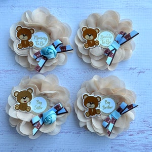 Teddy Bear Baby Shower Corsage , Mommy Pin Daddy Pin Teddy bear Family Pins Baby Shower Mommy Corsage Teddy Baby Shower Boy