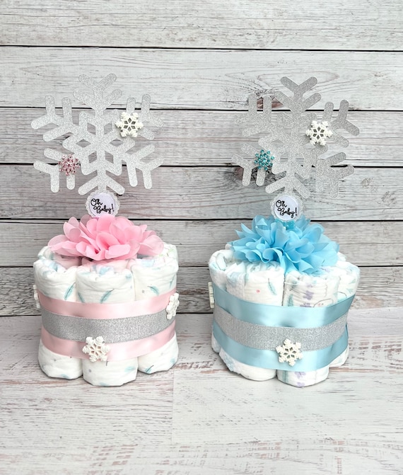 Winter Wonderland Baby Shower Diaper Cake Snowflake Mini Diaper Cake Baby Shower Gift Baby Shower Decoration Shower Table Centerpiece