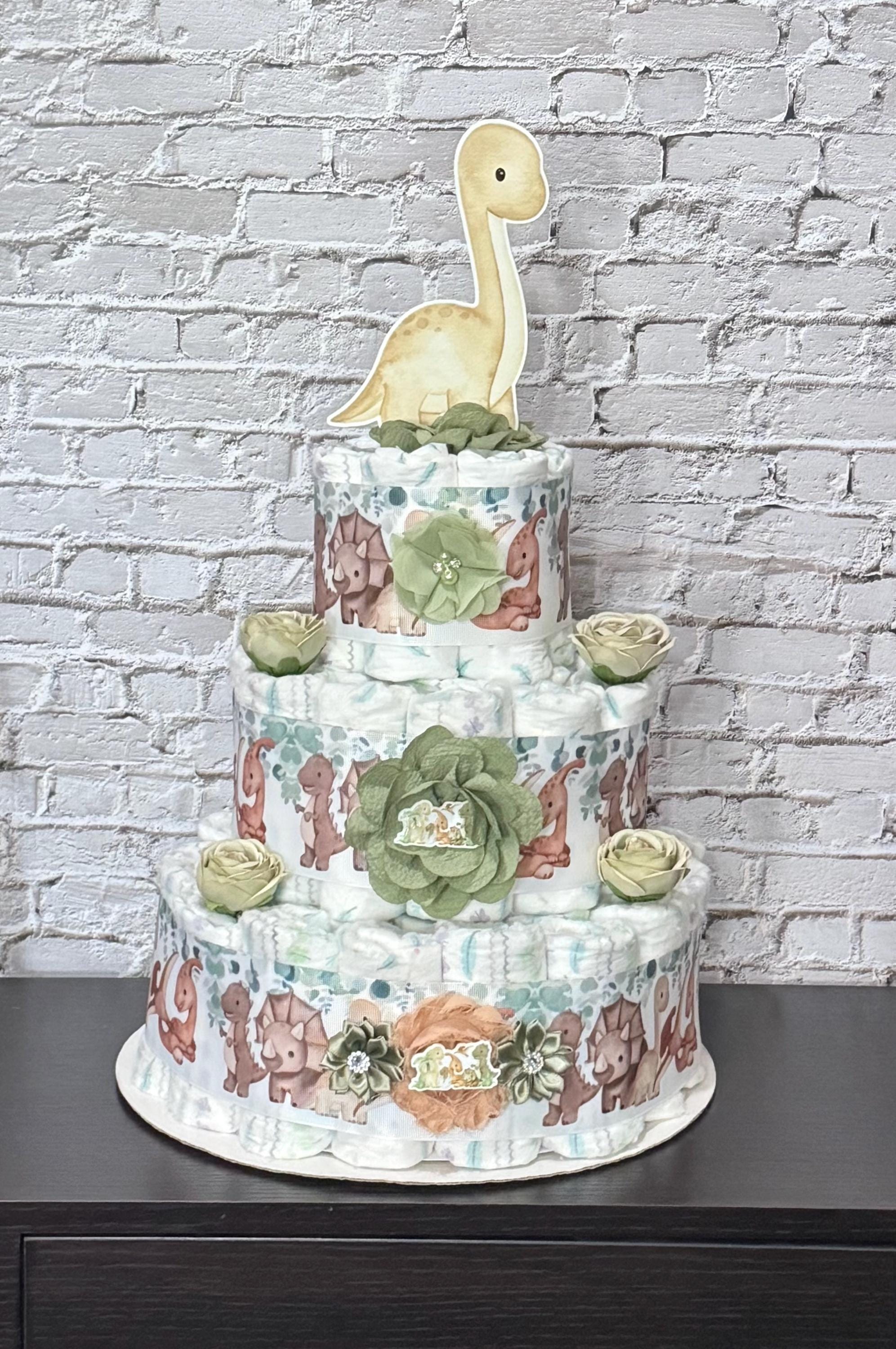 Dinosaur Diaper Cakes, Set of 3 Baby Shower Centerpieces - Etsy display picture 1